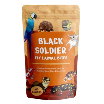 Black Soldier Fly Larvae Bites All Natural Dried Calcium Protein Treat for Reptiles, Geckos, Bearded Dragons, Hedgehogs