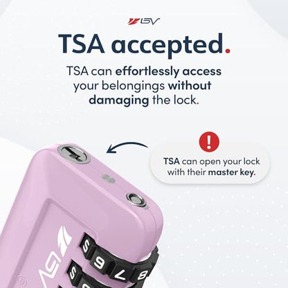 TSA Accepted Luggage Travel Lock, Set-Your-Own Combination Lock for School Gym Locker, Luggage Suitcase Baggage Locks, Filing Cabinets, Toolbox, Case (Purple, 1 Pack) - color: Purple 1-Pack