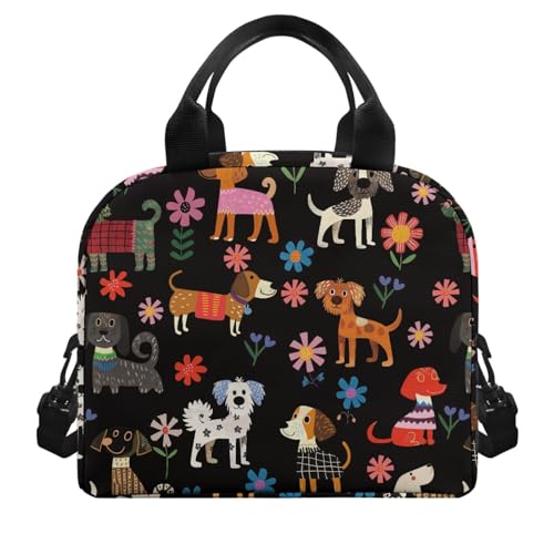 Lightweight Kids Lunch Bag : Dachshund Easy-Clean Stain-Resistant Fabric - Main Pocket Fits Full Lunch - Keeps Cool - Great for Pet Lovers, Kindergarten & Dog Theme Party - color: Dachshund