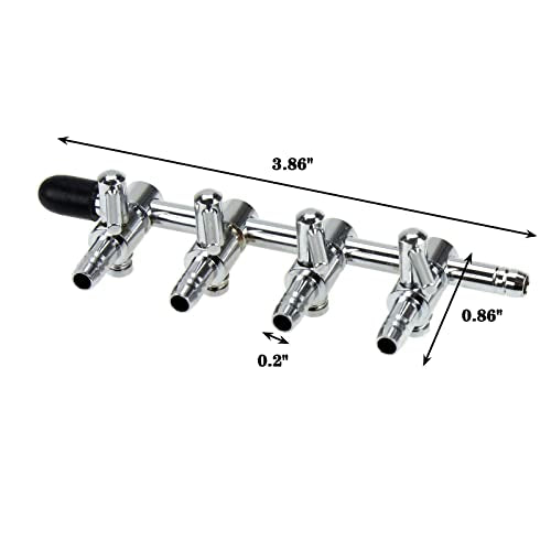 AQUANEAT Aquarium Air pump Splitter,Fish Tank Air Valve, Metal Stainless Steel Control for Pump Accessories(Middle 4 Way) - size: Middle