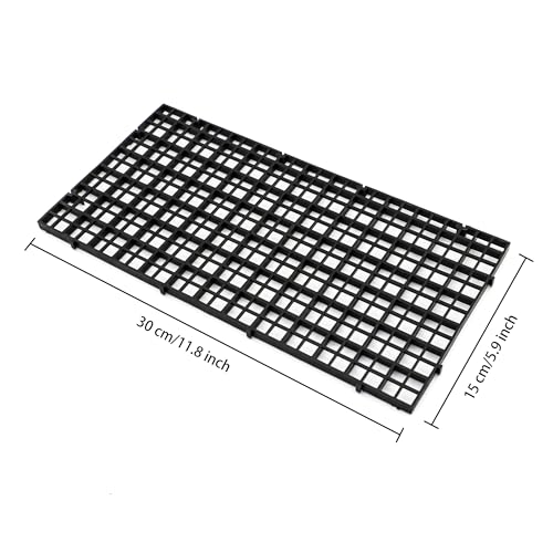 Aquarium Fish Tank Divider Plastic Egg Crate Filter Bottom Tray, S | 6pcs, Black, Plastic Grid - size: S 6pcs Black