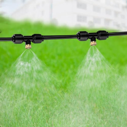 Yaocom 164 ft Misting Cooling System Misters for Outside Patio Backyard Mist Hose Kit for Garden 50 Brass Mister System 4 PE Antioxidant Adapters 3/4" for Garden Greenhouse Trampoline for Waterpark