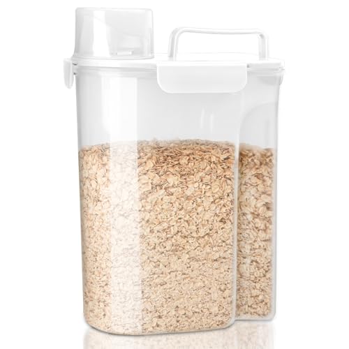 Rice Container, Airtight Rice Storage Container 10lb, Cereal Containers Storage, BPA Free Food Dispenser with Pouring Spout Handle for Flour Pasta Grain, Pet Dog Cat Bird Food Storage Container - color: 10lb White