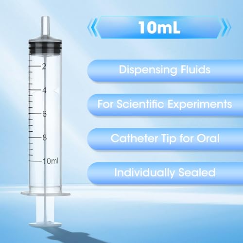 10ml Oral Syringe with Caps for Liquids, Individually Wrapped, 5 Pack | 10cc Syringes without Needle for Scientific Labs, Jello Shot, Measurement, Dispensing - style: 10cc