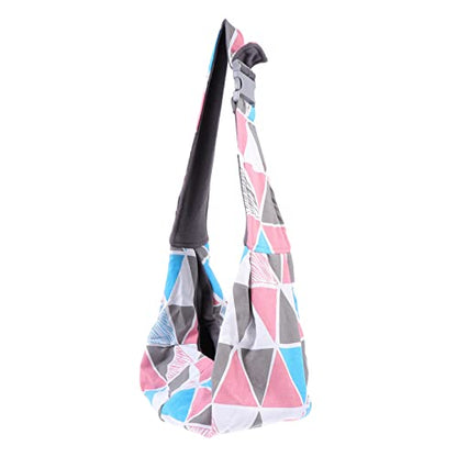 Reptile Pet Carrying Pouch Adjustable Shoulder Strap Polyester Small | Colorful Geometric Pattern, Breathable and Cozy Warmth, Crossbody Wear for Bearded Dragon Walking or Travelling
