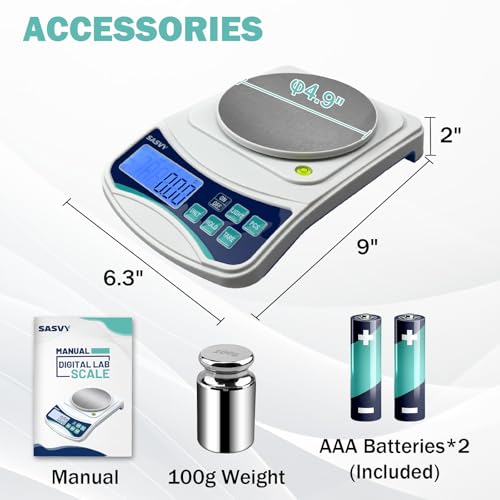 Digital Lab Scale 1000g x 0.01g oz/g/ct/DWT/tl/gn/ozt Precision Electronic Scientific Scale Analytical Balance for Laboratory Jewelry Kitchen, Includes 100g Weight and 2 x AAA Batteries