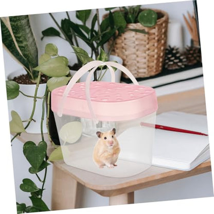 Mipcase 2pcs Small Pet Carriers Plastic Hamster Cages and Turtle Containers Medium Size Pink Portable Outdoor Travel Reptile Boxes for Hamsters and Small Animals