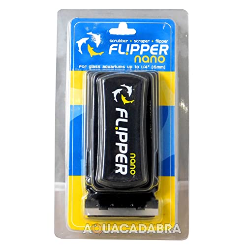 Flipper Cleaner Float - 2-in-1 Floating Magnetic Aquarium Glass Cleaner - Fish Tank Cleaner - Scrubber & Scraper Aquarium Cleaning Tools - Floating Fish Tank Cleaner, Nano - size: Nano - up to 1/4"