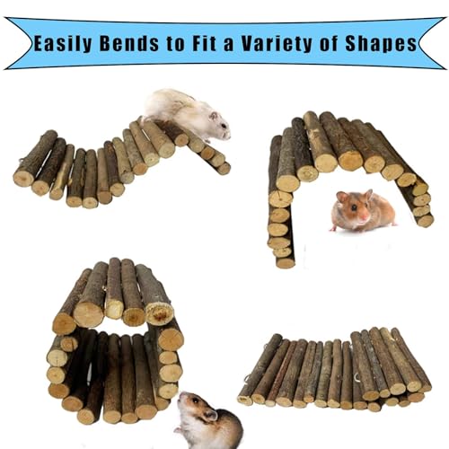 Hamster Bridge Rat Ladder Wooden Bridge Toy for Small Animals Cage Wood Ladder Natural Hideout for Guinea Pig Chinchilla Ferret Reptile (Pack of 4) (4ladder) - size: 8.0"L x 4.0"W