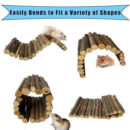 Hamiledyi 4PCS Hamster Bridge Wooden Bridge Toy Rat Ladder Natural Wooden Hideout Tunnel Ladder Hamster Cage Accessories Chew Toys for Guinea Pig Rat Chinchilla Reptile - size: 8.7" × 3.95" (4 pcs)