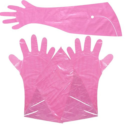 Halter Disposable Artificial Insemination Gloves Veterinary Gloves Shoulder Length Disposable Cow Palpation - color: Pink
