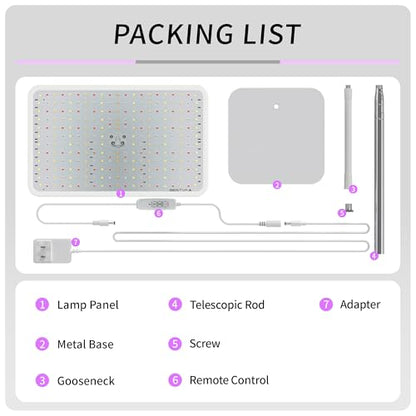 36W Grow Lights with Stand, Full Spectrum LED Plant Light, 12-59 Inch Height Adjustable Growing Lamp with Auto On/Off Timer 4H/8H/12H, 4 Dimmable Brightness | 252 LEDs Full Spectrum Plants Growing Light, 12-60" Height Adjustable Floor/Desk Lamp, 4 Dimmabl