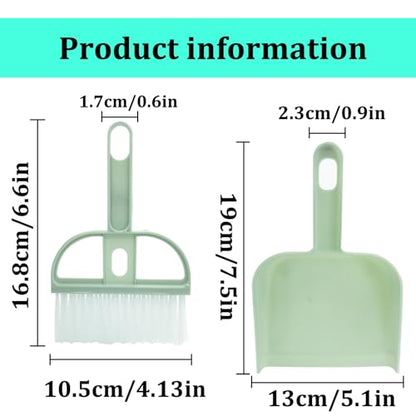 Mini Dustpan and Brush Set, Portable Exquisite Pet Waste Cleaning Kit, Hamster Sand Scooper Cage Cleaning Tool for Small Pets Hamsters Guinea Pigs Hedgehogs Chinchillas Rabbits(Green)