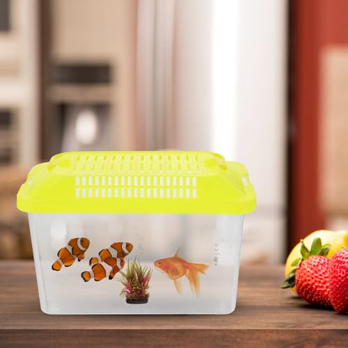 POPETPOP Portable Handheld Fish Tank Transparent Aquarium for Turtles and Hamsters Lightweight Reptile Carrier Easy to Clean for Feeding Cover