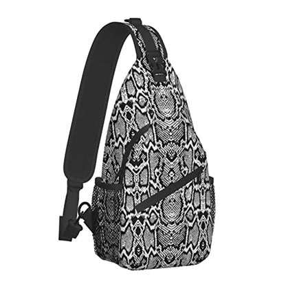 Snake Skin Sling Bag Animal Crossbody Chest Daypack Casual Backpack Women Shoulder Bag For Travel Picnic - color: Snake 08