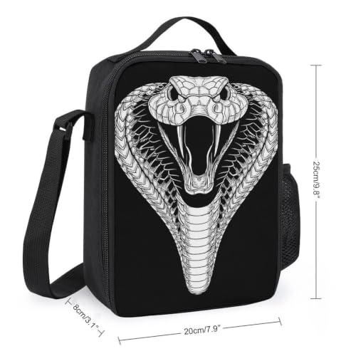 Cobra Snake Head Lunch Box Cooler Bag for Women Men | unisex adult,portable,insulated,adjustable strap,washable,bottle pocket