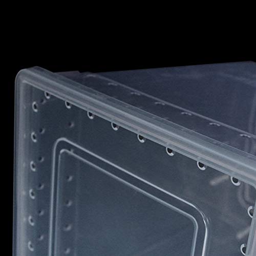 OMEM Portable Reptile Terrarium Habitat for Mini Pet Houses Breathable Holes Stackable Container (Extra H) - size: 1PCS-Clear-Extra H