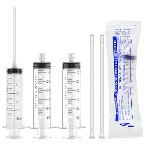 10 Pack 60ml Luer Lock Syringe - Syringes for Liquid with Soft Tube - Individually Pcakaged，Scientific Labs and Measuring, Refilling Inks - style: 60ml - 4.0mm Tube