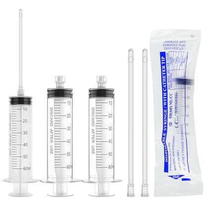 10 Pack 60ml Luer Lock Syringe - Syringes for Liquid with Soft Tube - Individually Pcakaged，Scientific Labs and Measuring, Refilling Inks - style: 60ml - 4.0mm Tube