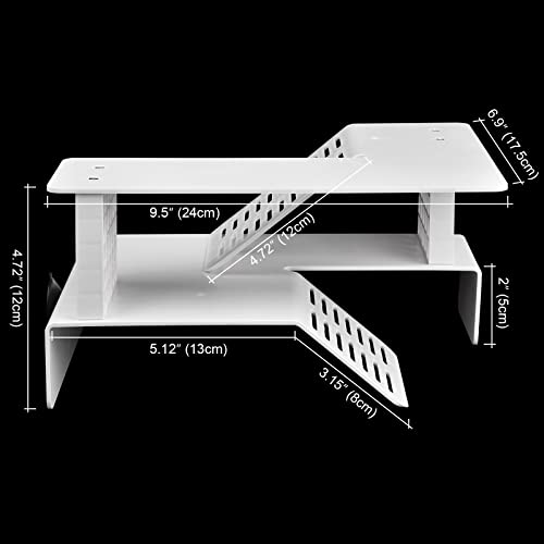 WEAVERBIRD Turtle Basking Platform, Double Decker Reptile Habitat | White Turtle Tank Platform Aquarium Animal Sink Wharf, Climbing Shelf Turtle Tank Dock Floating Decor, Floating Turtle Dock