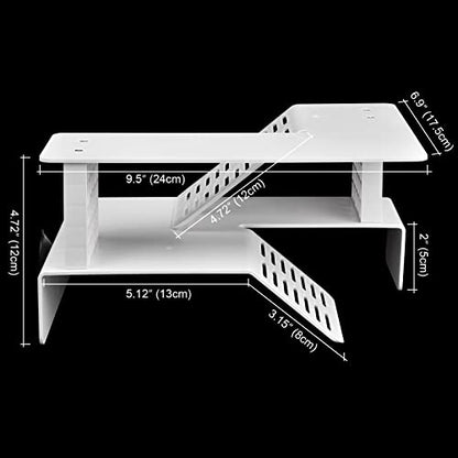 WEAVERBIRD Turtle Basking Platform, Double Decker Reptile Habitat | White Turtle Tank Platform Aquarium Animal Sink Wharf, Climbing Shelf Turtle Tank Dock Floating Decor, Floating Turtle Dock