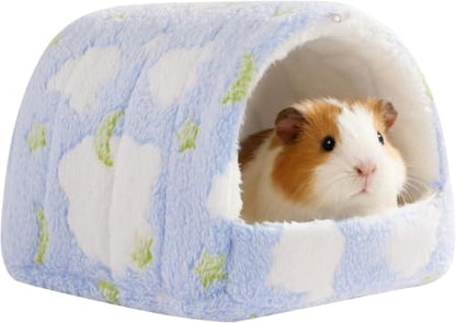 Guinea Pig Hideout Winter Warming Guinea Pig House,Washable Hamster Hideout Small Winter Fluffy Warm Cave for Parrot, Hamsters, Guinea Pigs & Small Animals, Machine Washable Cozy - color: Blue, size: 9.4*9.4in
