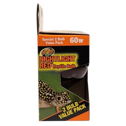 Zoo Med Nightlight Red Bulb for Reptiles 60 Watts Pack of 2