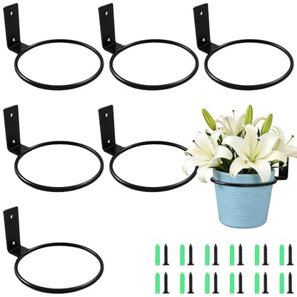 6 Pack 8 Inch Plant Pot Holder Ring,Metal Plant Holder Brackets Rings with 12 Screws & 12 Bolts, Potted Planter Brackets for Wall Indoor Outdoor Garden, Patio - size: 8 Inch