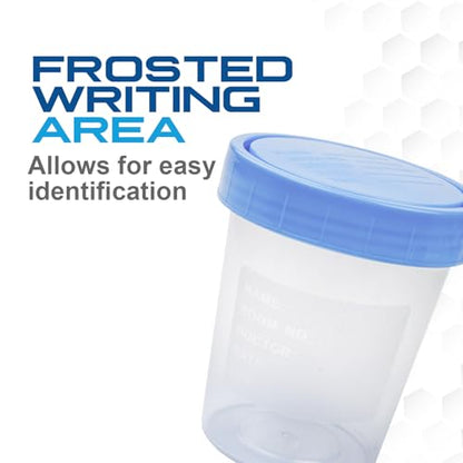 Dynarex LabChoice Specimen Containers for Urine Sample Collection - 4 oz - Non-Sterile - Frosted Writing Label - Leak-Resistant Screw-On Cap, Case of 500 | Polypropylene Cup, Polyethylene Screw Cap, Frosted Writing Area, Leak Resistant Closure, Urine Coll