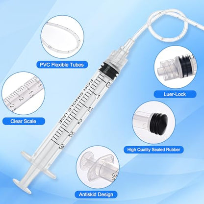 10 Pack 3ml Luer Lock Syringe - Syringes for Liquid with Soft Tube - Individually Pcakaged，Scientific Labs and Measuring, Refilling Inks - style: 3ml - 2.0mm Tube