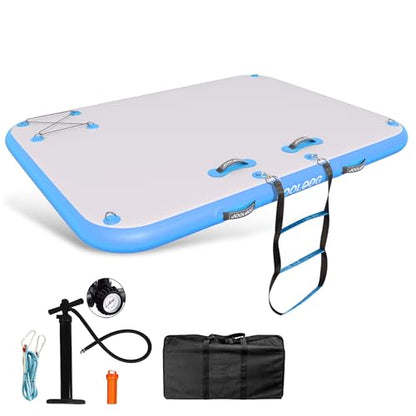 Inflatable Floating Dock Mat,6 inches Thick Inflatable Stable Platform Raft with Storage Bag None-Slip Surface for Lake Beach Pool - color: Blue 8ft x 6 ft x 6in
