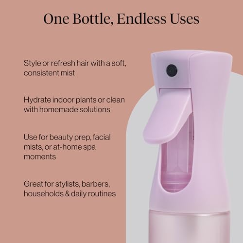 Kitsch Continuous Spray Bottle for Hair – Sheer Violet, 150ml | Fine Mister Spray Bottle & Water Spray Bottle – Recycled Hair Spray Bottle – Spray Bottles for Cleaning, Styling, & More - color: Sheer Violet
