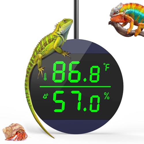 QZQ Reptile Thermometer and Humidity Gauge, Digital Display, Blue | LED Thermometer Hydrometer, Reptile Tank Accessories for Bearded Dragon, Crested Gecko, Snake, Lizard, USB Power Supply - color: Blue