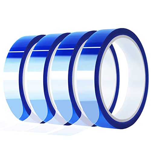 MEBMIK 4 Rolls 20mm x33m(108ft) Blue Heat Tape High Temperature Heat Resistant Tape Heat Transfer Tape for Heat Sublimation Press Vinyl,No Residue