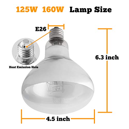 UVA UVB Sun Lamp High Intensity Self-Ballasted Heat Basking Lamp/Light/Bulb for Reptile and Amphibian (125W)