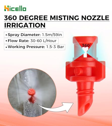 Micro Sprayer Irrigation System 250PCS 360 Degree Misting Nozzle Irrigation | Sprinklers Sprayer For Garden 0.15IN Drill Diameter Not For 1/4 Inch Hose, 360 Degree Cover Area : 0.9 - 1.1 m - size: 250pcs-360DR-Red