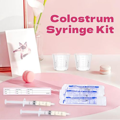 Syringes with Caps Kit, 50pcs 3ml Colostrum Syringe, 2pcs 30ml Measuring Cup, 50pcs Adhesive Labels - style: 3ml