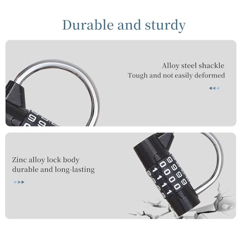 4-Digit Combination Lock, Black Shackle for School Gym Locker | Ideal for sports toolbox case hasp storage - size: 3.5" black
