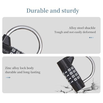 4-Digit Combination Lock, Black Shackle for School Gym Locker | Ideal for sports toolbox case hasp storage - size: 3.5" black