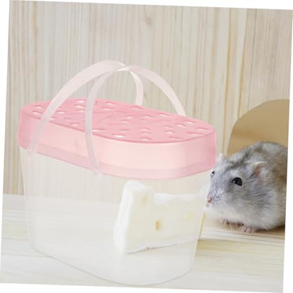 ERINGOGO 2pcs Small Pet Carriers Plastic Hamster Boxes Turtle Containers Medium Size Pink Portable Travel Reptile Holders for Outdoor Use