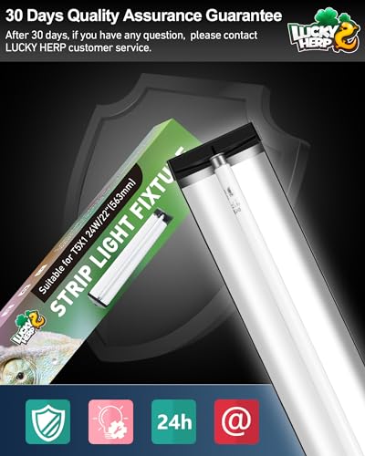 LUCKY HERP T5 Reptile Light Fixture Combo Kit 24W (New Upgrade), UVB Reptile Light Fixture with Desert UVB 10.0 22" Fluorescent Tube, UVA UVB Reptile Light for Lizard, Bearded Dragon, Tortoise - size: 22 Inch
