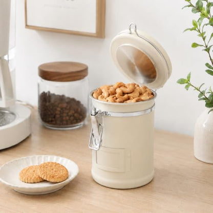 PRINCE G Airtight Coffee Canister, Light-Blocking Stainless Steel Coffee Storage Container with Scoop, 260g Coffee Bean Storage Jar, Beige - color: Beige