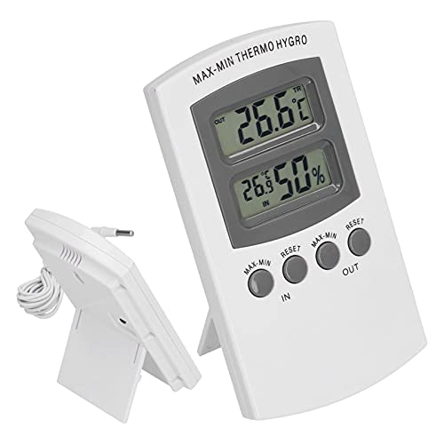 LCD Temperature Humidity Monitor Dual Screen Display, High Accuracy ±1% RH ±0.5°C with Memory Function, for Greenhouse Garden Wine Cellar Refrigerator Camping (182 Characters)
