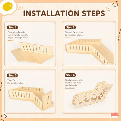 BreezeHug 4 Pcs Hamster Cage Accessories Hamster Platform Hideout Wooden Tunnel Ladder Playhouse Game Climbing Toy with Platform for Pets Dwarf Syrian Mice Degus Gerbils Squirrel(Wood) - style: Wood
