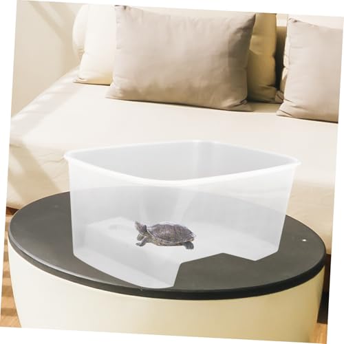 Happyyami Turtle Tank with Basking Platforms Spacious Transparent Habitat for Small Reptiles Easy Cleaning Design for Healthy Environment Turtle Creatures Tank