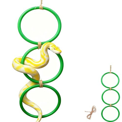 Snake Climbing Rings for Ball Python Corn Snake, Reptile Enrichment Toys for Snake, Ball Python Tank Decor, Reptile Tank Accessories for Bearded Dragon,Lizard,Swing Climbing Hoop Chain(Green)