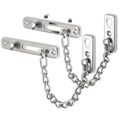 Alise Chain Door Guard Lock，Door Chain Locks with Safety Spring Anti-Theft Press Latch,Chain Locks for Inside Door and Extra Front Door Lock, Brushed Nickel(2 Pack) | Stainless Steel,Door Chain Lock Guard with Spring Anti-Theft Press Button,Door Lock Latc