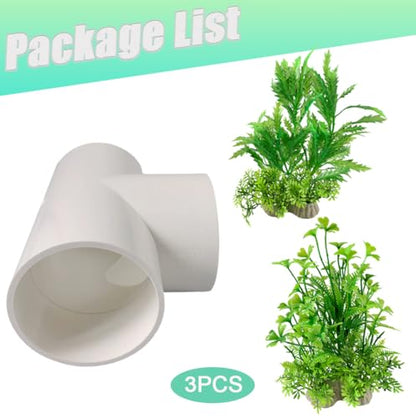 3 PCS Axolotl Hide Tube with 3 Holes, 2 Artificial Plants for Aquarium, Safe Cave and Aquatic Green Plant Set, Aquarium Decor Set for Axolotl, Fish, Turtles Tank Decorations Accessories