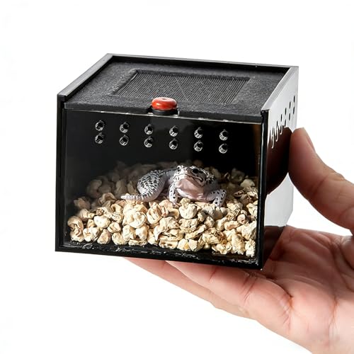 Black Acrylic Jumping Spider Enclosure Cage for Insect Reptile Isopods | Semi-concealed Portable Breeding Enclosure, Sliding Lid Handheld Design Easy to Observe Jumping Spiders and small pets