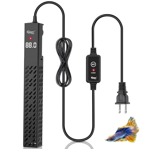 hygger Upgrade Ceramic Aquarium Heater, 500W Digital Fish Tank Heater with Automatic Power-Off and Over-Temperature Protection, Energy Saving Submersible Aquarium Heater for Freshwater and Saltwater - size: 500W